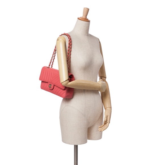 Pre-Loved Chanel Medium Classic Chevron Lambskin Double Flap - Picture 10 of 11